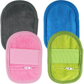 4pcs Sand Remover for Beach, Soft Cleaner Mitts Skin-Friendly Sand Wipe Off Remover Bag with Zipper Seaside Vacation Essentials Ideal for Beach Volleyball Sandboxes Activities