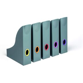 حامل ملفات مجلة متينة مجلة ، منظم مشفر بالألوان ، رمادي/متعدد الألوان - 5 PK (770657)