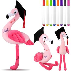 12 Inch Graduation Autograph Stuffed Animal Panda Bear Plush with Graduation Cap Smooth Fabric Congrats Grad Stuffed Panda Bear with 8 Colored Marking Pens for Graduate Student Party Supply