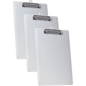 حزمة 3 حزمة الحافظة الحافظة حجم الحرف A4 (13 3/8 "× 9 7/16") الحكام المنخفضة المشبك والجبهة الجانبية ، بلاستيك متين للمكتب ، والمدرسة ، والاستخدام المنزلي - اللون الأبيض