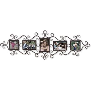 Adeco 4 x 6 Metal Photo Frame Decorative Wall Hanging Collage Picture Frame with 3 Openings, Cupid's Arrow Wall Decor to Display 3 Pcs 4 by 6 Photos