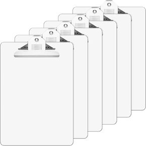 12 PCS Plastic Clipboards ، حافظة صافية ، ألوان شفاف من البلاستيك ، لون شفاف ، حافظة أكريليك مع مقطع منخفض ، لوحات مشبك بلاستيكية صافية (مقطع فراشة)