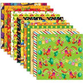 24 Sheets Mexican Fiesta Pattern Paper 12" x 12" Mexican Fiesta Scrapbook Paper Pad Double-Sided Cinco De Mayo Patterned Decorative Craft Papers Cinco de Mayo Scrapbook Papers for Card Making