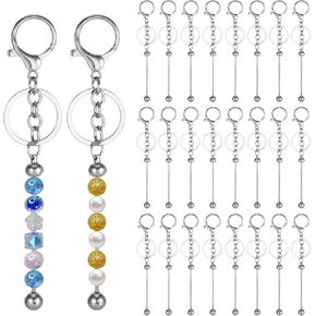 24 PCS Metal Beadchains ، Flant -keychain Making Kit for Craft DIY Gifts ، Gifts Deaded keychain for Women Men ، Beadable -chickains bars diy for beads