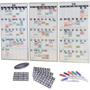 Ultimate Office Whiteboard Dry Erase Magnetic Write على لوحات التخطيط ومجموعة الجدولة. يتضمن مجموعة من 3 لوحات شهرية ، والملحقات المغناطيسية ، و 6 علامات وممحاة. قابلة للدوران وسهلة التحديث