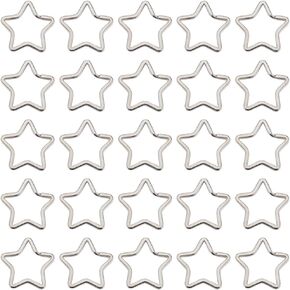 SUNNYCLUE 1 Box 30Pcs Star Keyring Clip Split Keychain Rings Iron Silver Stars Metal Key Chain Hook Key Ring Clasps Holder Keychain Connector for DIY Crafts Keychains Purses Bags Car Keys Accessories