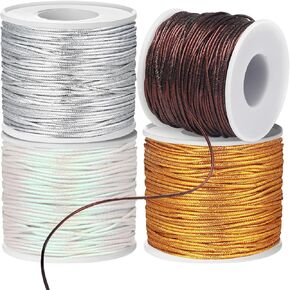 Shappy 4 Rolls 200 ياردة سلك مرنة معدنية عيد الميلاد سلك سلك معدني شريط مسدود ملون اللون الأحمر مرن للهدية لصنع المجوهرات صنع المجوهر