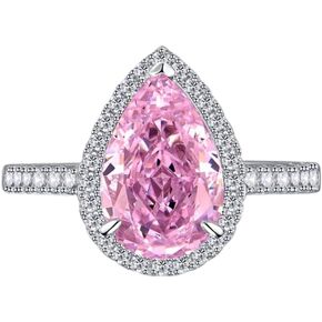 2CT حلقات خطبة على شكل كمثرى للنساء الفضة الفضية الفضية قطع 5CT زركونيا الزركونيا خاتم الخاتم كوكتيل خاتم الزواج