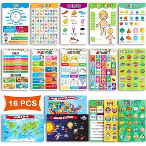 ملصقات Edulok English التعليمية للأطفال الصغار ، وتعلم الأطفال في مرحلة ما قبل المدرسة ، وملصقات أرقام الأبجدية لزخارف جدار الفصول الدراسية في رياض الأطفال ، يجب أن يكون الفصل الدراسي ESL ، أساسيات المدرسة المنزلية