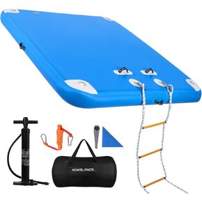 Inflatable Floating Dock Swim Platform Water Platform Raft Large Floating Air Mat Inflatable Water Pad for Lake Pool Lounging River Ocean Boating