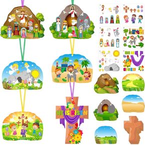 48 Pack 48 Pack Easter Denter Craft Kits Easter Scener Craft Christian Craftboard He Lives DIY For Kids for Jesus Christian Denious Sunday Schools 6 Styles