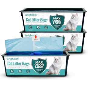 Brighton Sterter Bag Revill Roll for Genie Easy Roll Still Bin ، Max Odor Block ، 3 pack (75 bags)