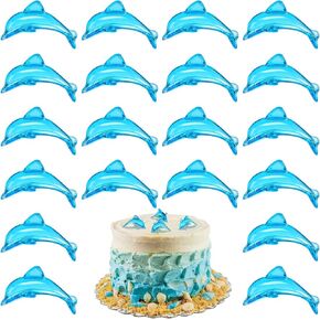 Taiyin 125 PCS Acrylic Dolphins Cupcake Topcake Toppers Blue Dolphin التماثيل عيد ميلاد زخارف الحفلة Dolphin Topper للبحر البحري بحرية أعياد الميلاد تحت عنوان حفلات عيد ميلاد الطفل