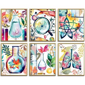 HTUEMB Science Wall Art Prints Colorful Chemical Biology Posters for Classroom Must Have Decor,Science STEM Wall Art Posters for Kids Room Middle High School Nursery Bulletin Board Decor
