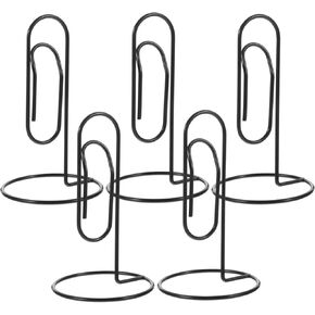 5pcs Large Paper Clips with Holder and Desk Memo Organizer for Office Classroom and Home Use Black