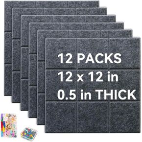 Large Cork Board for Walls, Yunihome 6 Pack 36" x 24" Felt Bulletin Board Wall Tiles for Home Kitchen School Office Wall Decor with Assorted Colors DIY Decorative Push Pins Sets
