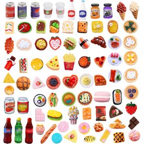 80 PCS Mini Food Miniature Dollhouse Accessories - 1:12 Scale Doll Small Food Decor