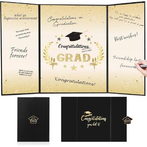 Graduation Decorations 2025, Black Gold Graduation Guest Book, Class of 2025 Grad Guestbook for Graduates Signature Congrats Grad Graduation Party Decorations Favors Supplies Gifts Idea Table Decor