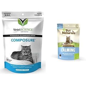 صيغة تهدئة للربط المتدحرج للقطط ، و 30 مضغ وحيوانات الأليفة Naturals مضغات مهدئة للقطط ، و 30 مضغ