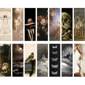14Pcs Dark Academia Bookmarks, Gothic Fine Art Bookmark, Aesthetic Bookmarks Bulk, Cool Double Sided Book Marker Gifts for Women Men Students Teachers Book Lovers Reading