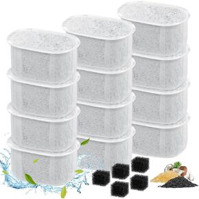 12Pack Cat Water Fountain Filter for W300&W300B&W500&W500B Cat Water Fountain, with 5 Pcs Sponges Filters for 2L and 3.5L Automatic Pet Water Fountain