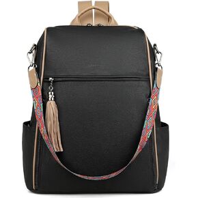 FADEON Laptop Backpack Purse for Women Large Designer PU Leather Laptop Bag, Ladies Computer Shoulder Bags