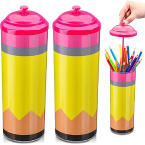 SHERR 2 PCS حامل موزع القلم الرصاص للفصول الدراسية مع تصميم قلم رصاص القش Dispension لأقلام الرصاص العودة إلى المدرسة تخزين القرطاسية الكبيرة لمكتب هدايا معلم التخرج