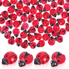 TOYANDONA 100pcs Mini Ladybug Figurines Adorable Resin Statues for Garden Decoration for Terrariums Fairy Gardens and Party Favors Bulk Mini Ladybug Toys for Creative Play