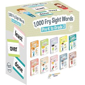 1,000 Sight Fry Dolch Word-List Flashcards in 10-Pack Bundle Set, Pre-K to 3rd Grade, Teaches 1,000 Dolch Fry High-Frequency Sight Words