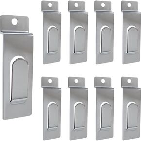 Slatwall Utility Hooks, 10pcs Metal Notch Picture Display Hooks Commercial Slatwall Picture Hook Hangers Painting Hook for Photo Frame Painting Arts Center Slat Panel (Silver)