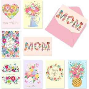 24 PCS Happy Mother's Grading Cards Gold رقائق ألوان مائية