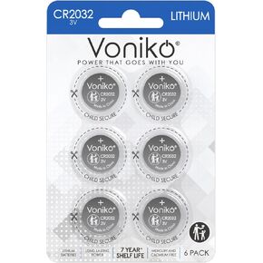 Voniko 3 Volt CR2032 Battery 10 Pack – Lithium Batteries – 2032 Button Battery Flat – 7 Years Shelf Life