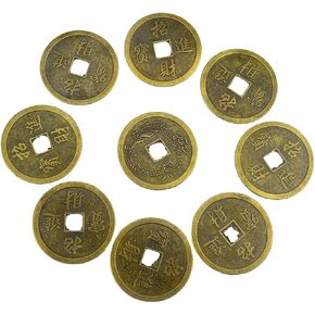 9pcs Fortune Coins Feng Shui Dragon Phoenix I Ching Coin W Fengshuisale Bag Y1057