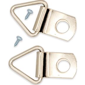 100 Sets Golden - 10mm 3/8" Triangle D-Ring Picture Photo Frame Hangers Single Hole with Screws Small Strap,Hardware,Tools and Home Improvement (Nickel)