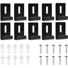 10Pcs Metal Mirror Clips Kit Wide Channel Mirror Holder Mirror Hanger Clip Kit with Screw Heavy Duty Mirror Holder Hooks Mirror Retainer Clips for Frameless Mirror Mounting Wall Tile Billboard Display