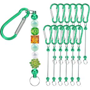 PATIKIL Beadable Keychain Bars, 12 Pcs Metal Beaded Keychain Blanks Bulk Making Supplies Kit with Snap Hook for Pendant DIY