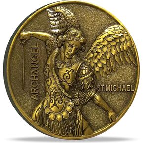 القديس مايكل راعي ضباط الشرطة من رئيس الملائكة المسيحية التحدي عملة آيات الكتاب المقدس الهدية العسكرية