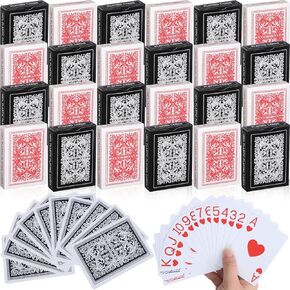 24 حزمة مقاومة للماء أوراق لعب كبيرة طباعة بلاستيكية من بطاقات بطاقات Jumbo Index Size Low Vision Diseable Poker لعبة للبالغين كبار السن من الألعاب العائلية Pool Beach Casino
