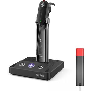 yealink wh63 سماعة رأس لاسلكية Dect مع فرق Zoom Zoom Certified & BLT60 مع الميكروفون لجهاز الكمبيوتر المحمول للكمبيوتر - سماعة أذن واحدة مع حامل الشحن ل UC