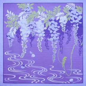 Maeda-Senkou ياباني ياباني القماش التقليدي (مشهد الزهور: Wisteria الربيع ، القطن 100 ٪ ، 19 × 19 بوصة ، أرجواني)