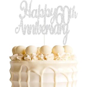 Happy 60th Anniversary Cake Topper ، Heaits to 60 Year