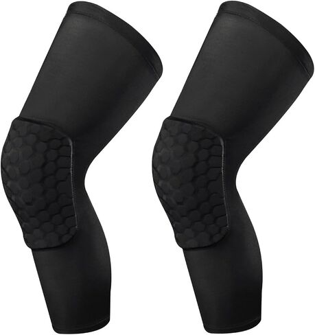Laiiqi Compression Knee Pads Leg Sleeve, Hex Knee Pads for Basketball Honeycomb Anti Collision Knee Pads Long Kneepads Non-Slip Football Knee Pads for Youth Adult in Kuwait