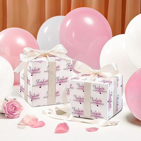 WRAPAHOLIC 13th Birthday Wrapping Paper Sheet - 6 Sheets Blusher and Thirteen Happy Birthday Design Folded Flat for Girl Birthday, Party - 19.7 Inch x 27.5 Inch Per Sheet in Kuwait