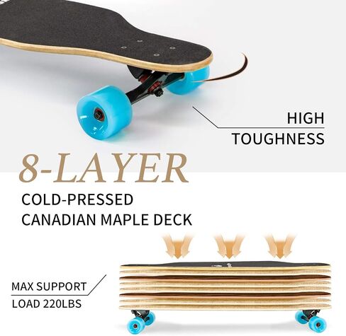 41'' Longboard Skateboard 8 Layer Canadian Maple Drop Through Longboards for Youths Beginners in Saudi Arabia