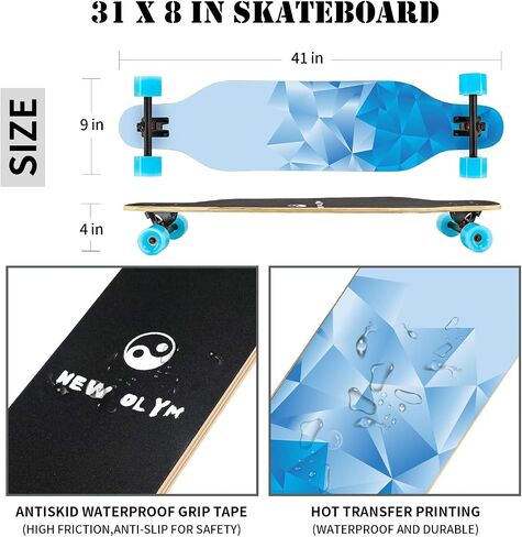 41'' Longboard Skateboard 8 Layer Canadian Maple Drop Through Longboards for Youths Beginners in Saudi Arabia