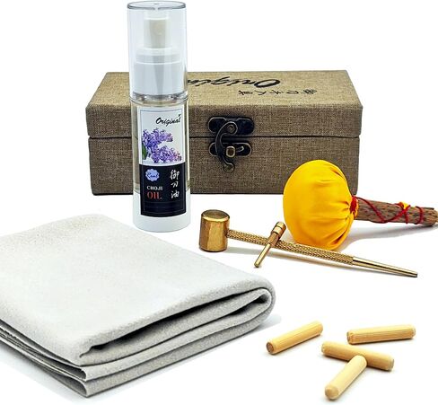 Sword Katana Cleaning Kit,Contains Choji Oil,Copper Hammer,Chamois,Uchiko Ball,2 Pairs Peg (Mekugi),Apply to Care for Japanese Samurai Swords in Kuwait