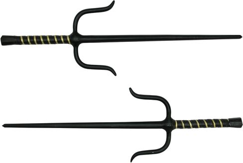 MASTER USA – Octagon Metal Sai Set - Training Equipment – Solid Steel w/ Mirror Polished Finish, Leather Wrapped Handles, Sold as Set - 2309-C - Self Defense, Training, Cosplay, Martial Arts.,Silver 15-Inch Overall in Kuwait