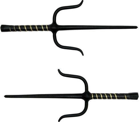 MASTER USA – Octagon Metal Sai Set - Training Equipment – Solid Steel w/ Mirror Polished Finish, Leather Wrapped Handles, Sold as Set - 2309-C - Self Defense, Training, Cosplay, Martial Arts.,Silver 15-Inch Overall in Kuwait