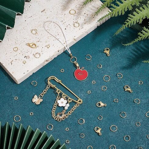PH PandaHall 600pcs 24K Gold Plated Open Jump Rings with 60pcs Lobster Claw Clasps, 4/5/6/7/8mm Stainless Steel Golden O Rings 12x7mm Jewelry Clasps Bracelet Closure Clasps for Jewelry Necklace Making in Saudi Arabia