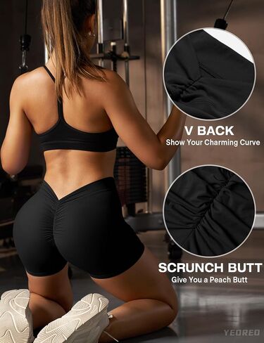 YEOREO Workout Shorts Womens Scrunch Butt Gym Shorts for Women V Back Booty Butt Lifting Biker Compression Daze Shorts in Kuwait